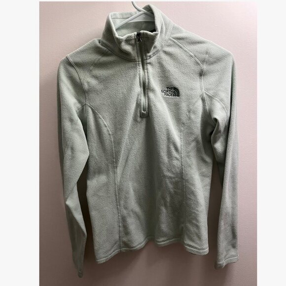 Womens The North Face Quarter Zip Green Jumper Thin Layering - Picture 1 of 6